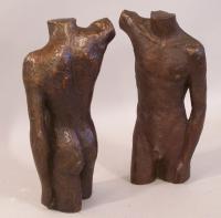 Luke Gwilliam bronze sculptures of nude male torsos c1955