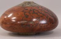 Studio art burl wood vessel with granite top