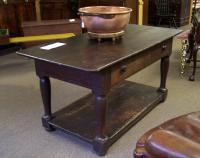 Early American country pine work table with sliding drawer c1830