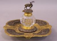 Gorham gilt brass and silver ink well c1845