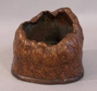 Japanese burl wood root vessel Meiji dated 1902