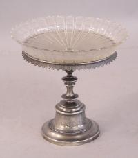 Reed and Barton silver and cut glass pedestal dish
