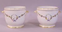Hand painted porcelain fruit coolers or ice pails