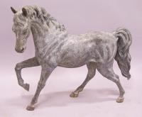 Large solid bronze prancing horse