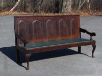 Early Country English oak coachmans bench with arms c1750