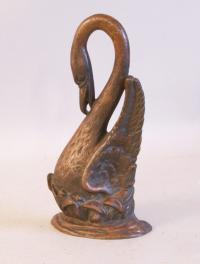 Antique Cast bronze Swan door stop c1900
