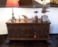 German ornately carved walnut blanket trunk chest c1780