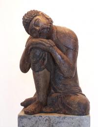 Large early 19th century carved sculpture of Buddha in repose
