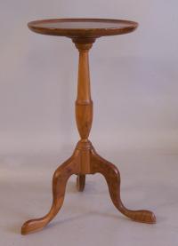 Antique walnut burl wood miniature tripod candle stand c1900