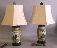 Pair of Chinese Kangxi style porcelain lamps