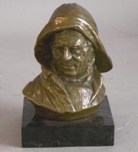 Vintage bronze of a fisherman on marble c1900