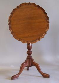 Period diminutive walnut piecrust tilt top tripod candlestand c1800