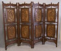 Large four panel Chinese mahogany screen room divider