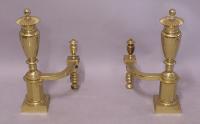 Antique Continental solid brass andirons c1880