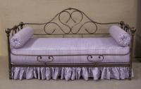 Steel daybed with blue striped upholstery 20th C