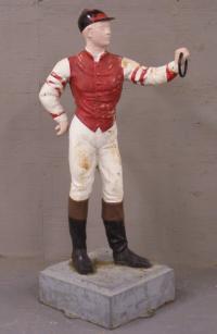 Antique cast iron lawn or garden horse jockey c1900