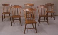 Antique set of 6 pine plank seat chairs Pennsylvania circa 1830