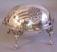 Egyptian Revival silver plated revolving warming dish c1885