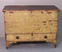 American pine blanket chest in original yellow paint c1780