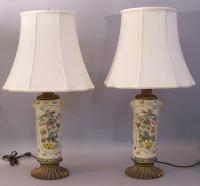 Japanese Satsuma vase electrified into lamps c1900