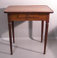 French  Swiss walnut work table circa 1820 Lausanne label