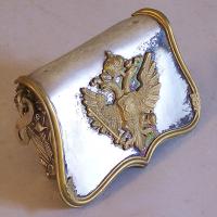 Silverplate brass and leather cartridge case Vienna Austria 1859