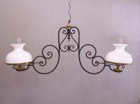 Large double sided wrought iron hanging light fixture