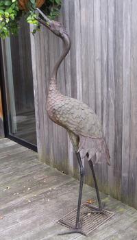 Japanese bronze standing crane sculpture Mejii period