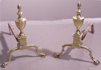 Period American Federal ball and claw foot brass andirons c1800