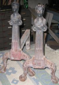 Early American figural cast iron andirons