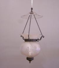Early American blown and cut glass candle ceiling fixture