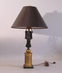 French Empire parcel gilt bronze lamp