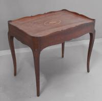 French walnut tray top coffee table with inlaid shell c1900