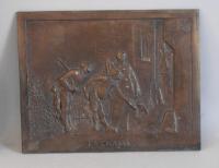 French  bronze plaque Lachasse by Stella