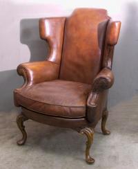 Contemporary hand made English leather wing chair