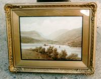 Antique mountain scene watercolor A.Fleming