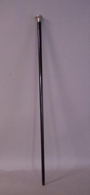 English Art Deco sterling silver and ebony walking stick c1920