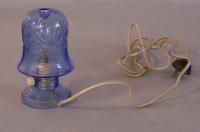 Irving W Rice blue glass Czechoslovakia Art Deco fairy lamp