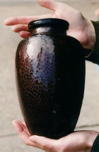 Antique Japanese hammered bronze vase