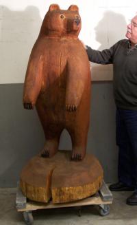 Carved wood bear sculpture