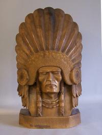 Native American Indian Chief carved wood sculpture