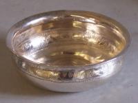 18th century coin silver wine tasters cup with 1780 coin inset