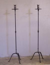 Pair of wrought iron torcheres c 1900