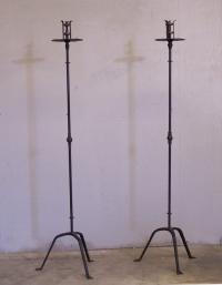 Pair of wrought iron torcheres c 1900