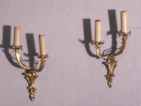 Pair of French brass electrified Wall sconces