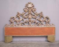 19th c  hand carved Italian silver gilt wood head board