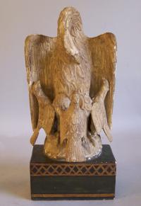 19th C French wood carving of Swan feeding cygnets