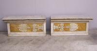 Pair Italian painted architectural benches