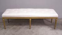 Upholstered gilt wood French long bench c1900
