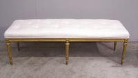 Upholstered gilt wood French long bench c1900